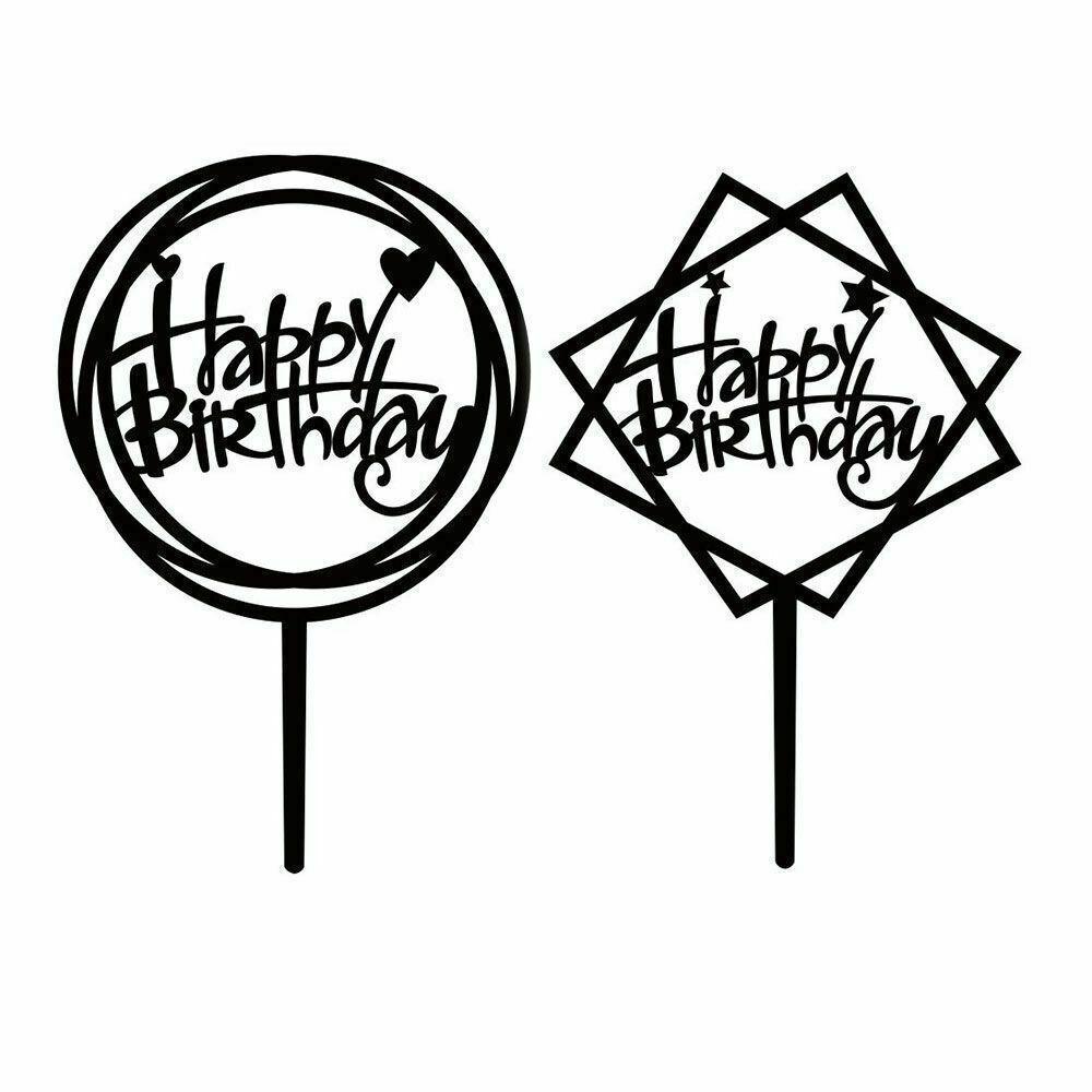 Acrylic Home Happy Birthday Decor Baking Cake Topper Card Party Decor Supply - Pink P20