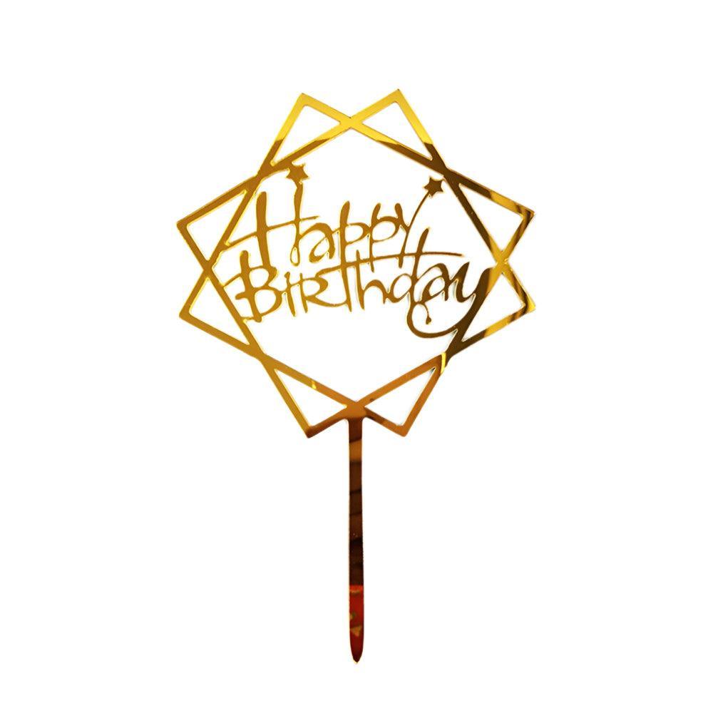 Acrylic Home Happy Birthday Decor Baking Cake Topper Card Party Decor Supply - Pink P20