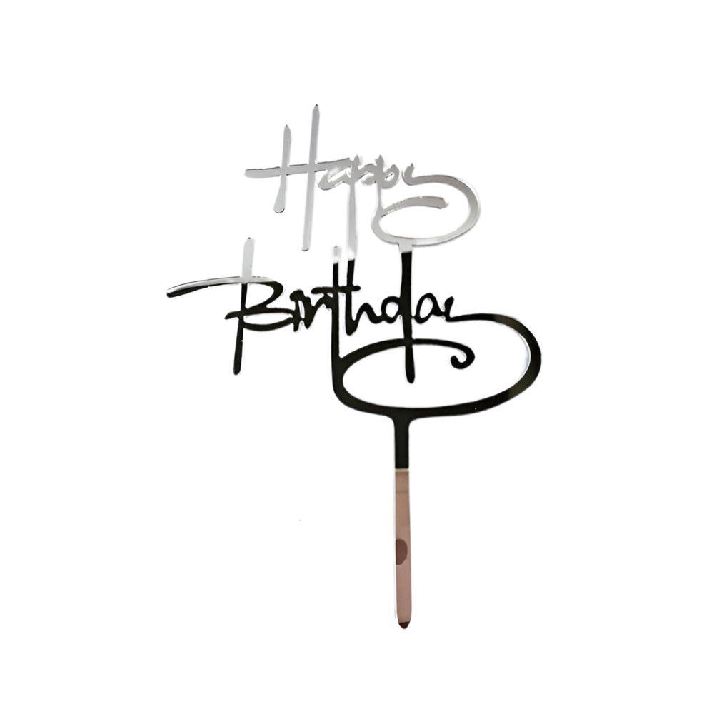 Acrylic Home Happy Birthday Decor Baking Cake Topper Card Party Decor Supply - Pink P20