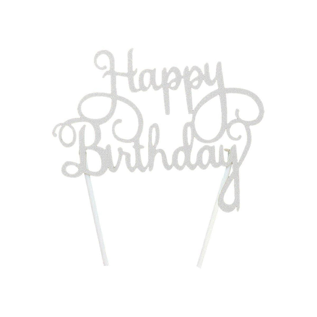 Happy Birthday Cake Topper Colour Printed Acrylic Party Decorations - Black-Butterfly