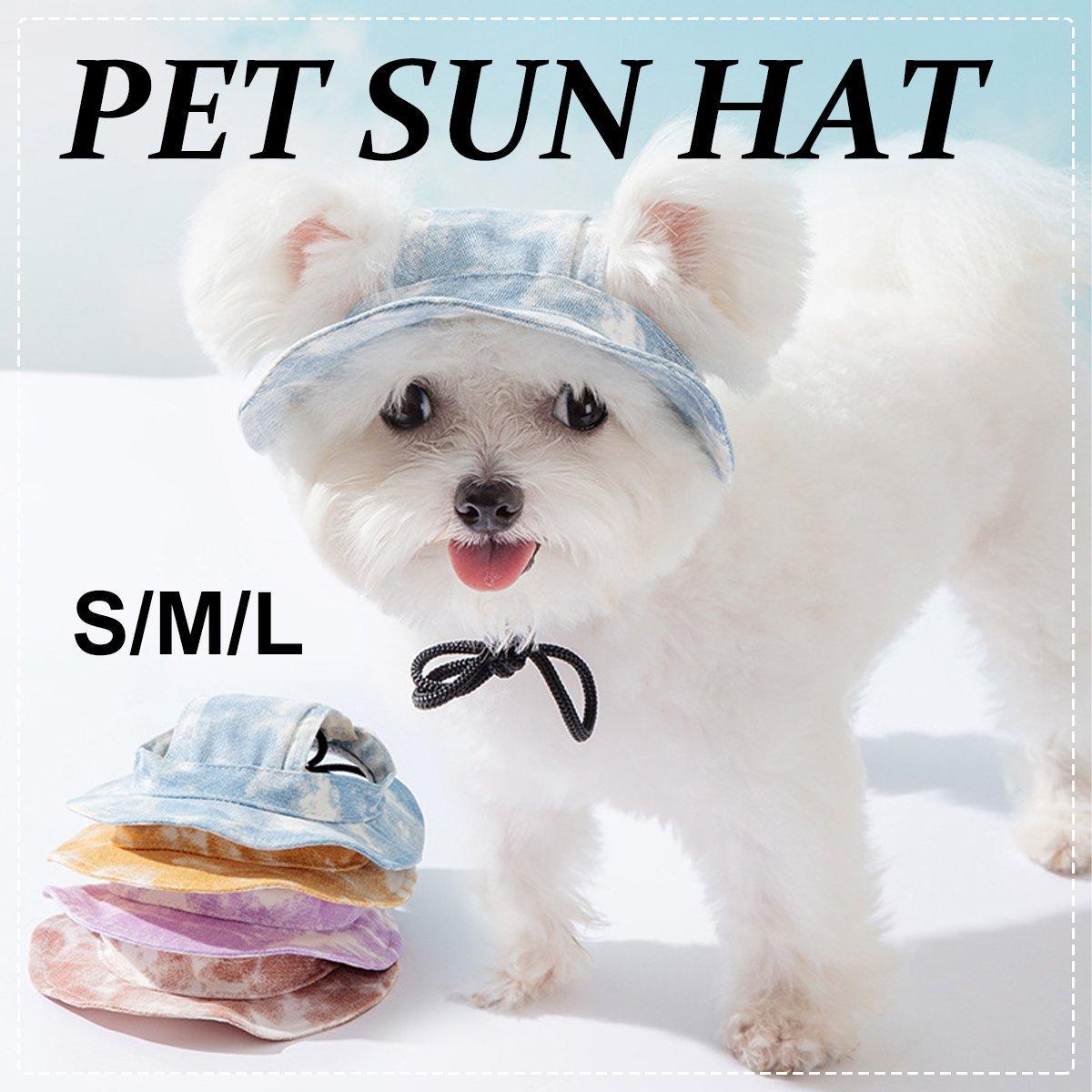Adjustable Pet Hat with Cute Leaky Ears Sunscreen Fisherman Hat Four Seasons Use - Orange Red - L