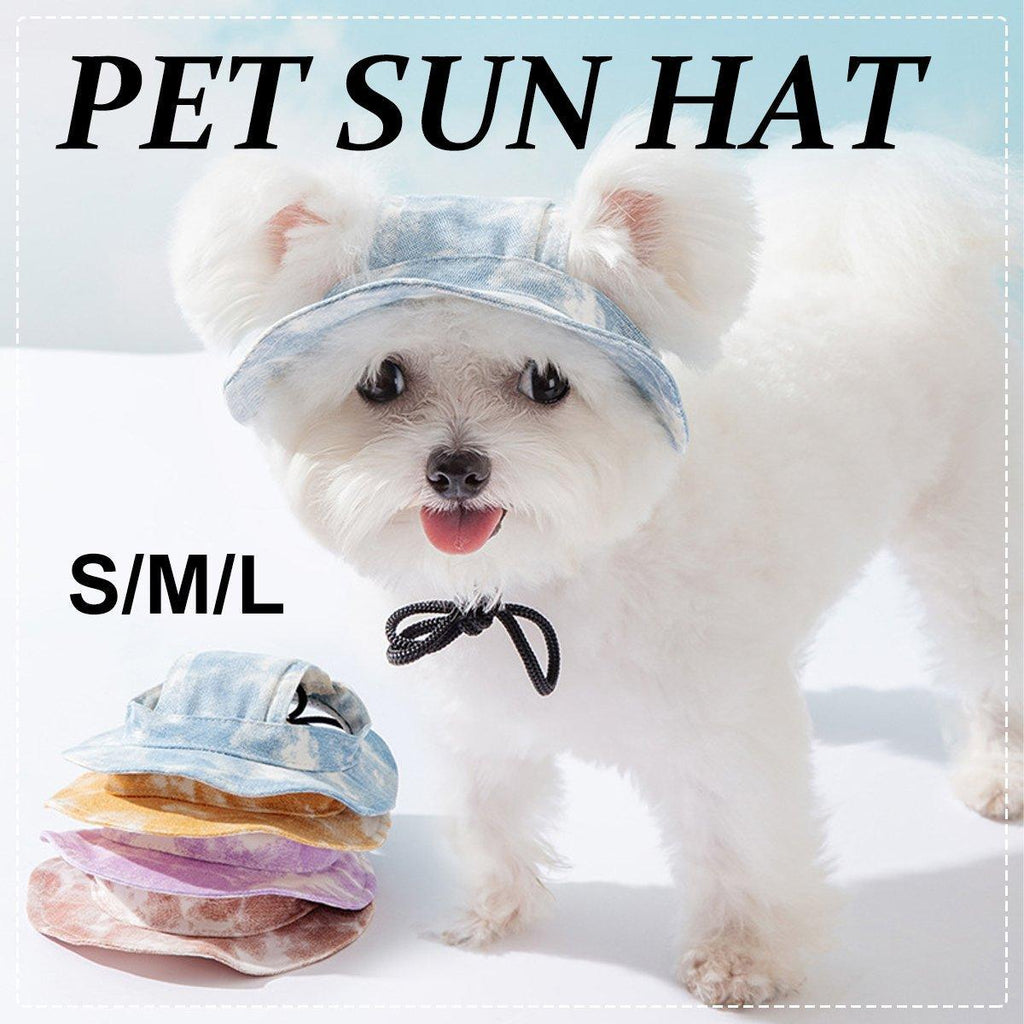 Adjustable Pet Hat with Cute Leaky Ears Sunscreen Fisherman Hat Four Seasons Use - Purple-L