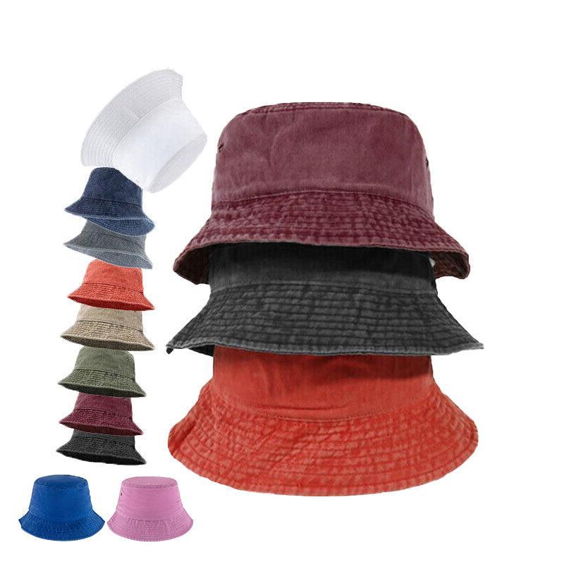 Unisex Men Women Washed Cotton Outdoor Camping Sports Bucket Hats Fisherman Hat - White