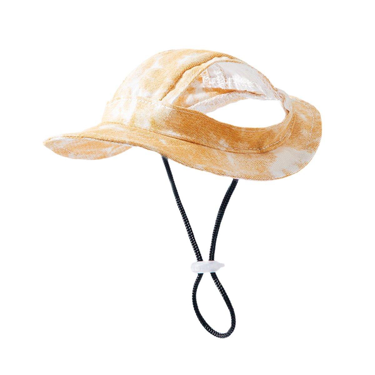 Adjustable Pet Hat with Cute Leaky Ears Sunscreen Fisherman Hat Four Seasons Use - Yellow - L