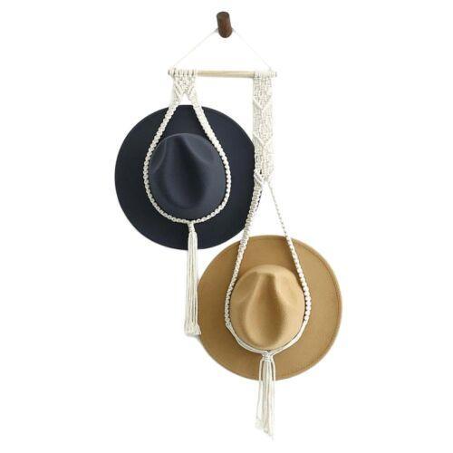 Boho Hand-Woven Macrame Hat Display Rack Hanging Cap Holder 1-3 Hat Rope hanger - E(2Hat Rope hanger)