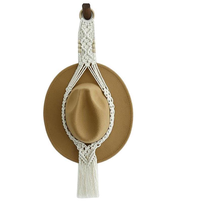Boho Hand-Woven Macrame Hat Display Rack Hanging Cap Holder 1-3 Hat Rope hanger - E(2Hat Rope hanger)