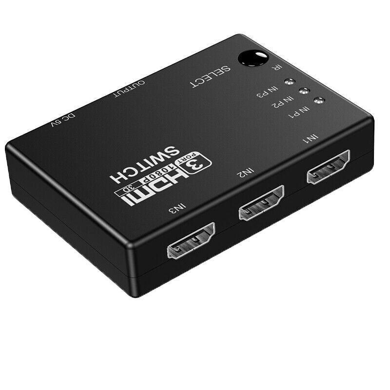 HDMI Switch Splitter 3-in-1 5-in-1 or 1-in-2 1080p 4K Manual or Remote Options - 3 in 1 Switch 4K Manual