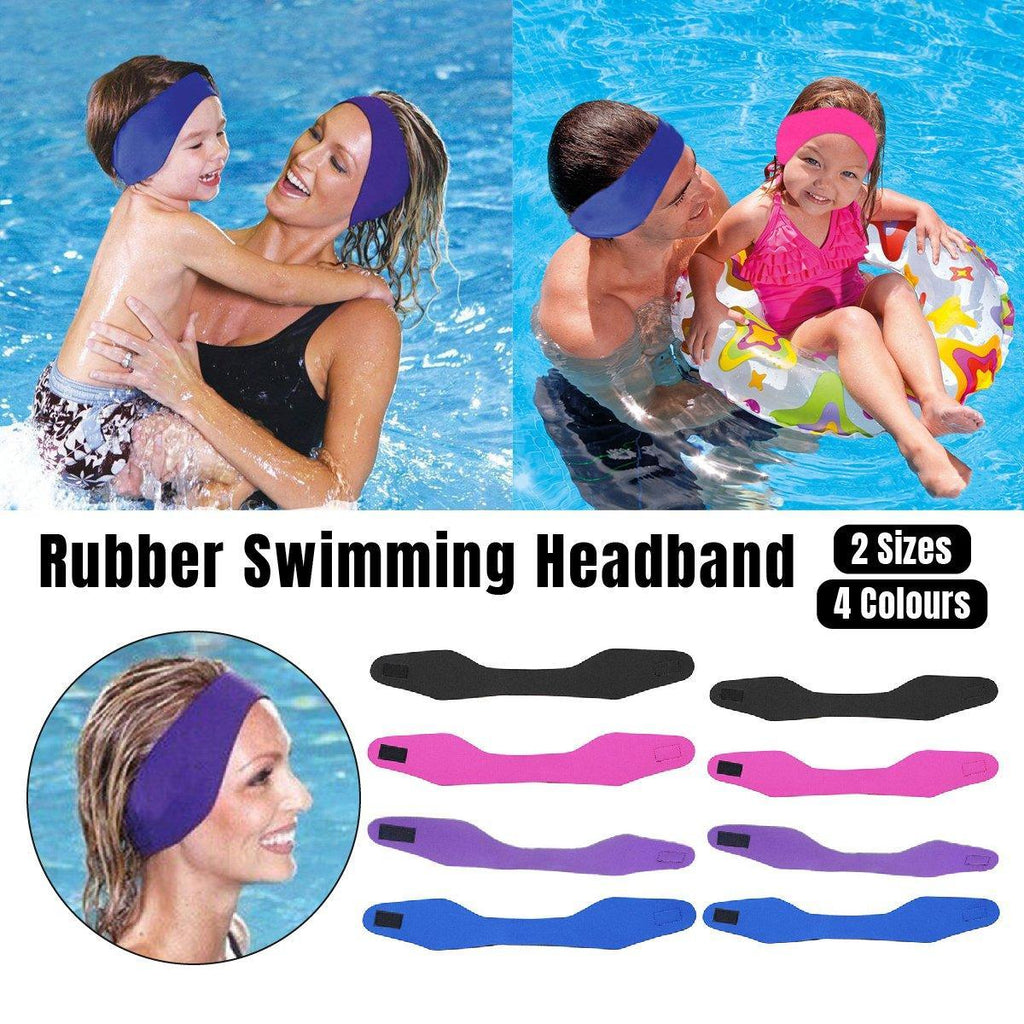 Adjustable Waterproof Swimming Headband for Ear Protection Unisex Diving Use - Black-M