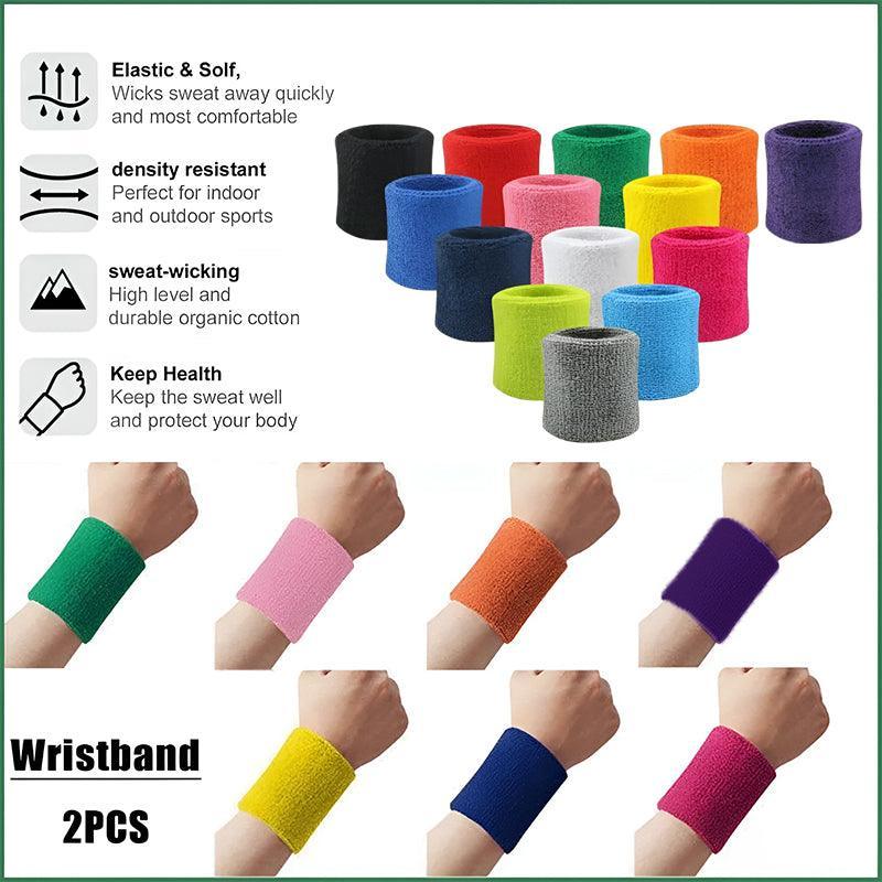 Wristbands Headband Sweatbands Sweat Band For Sport Tennis Badminton Yoga Cotton - Light Pink