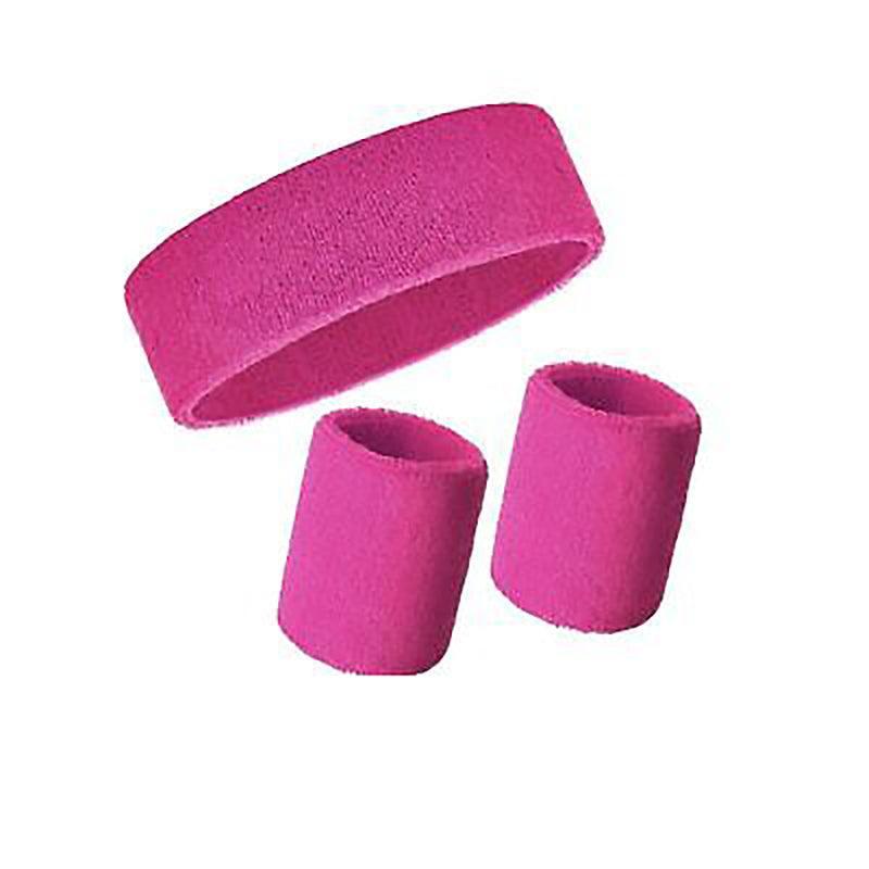 Wristbands Headband Sweatbands Sweat Band For Sport Tennis Badminton Yoga Cotton - Neon Green