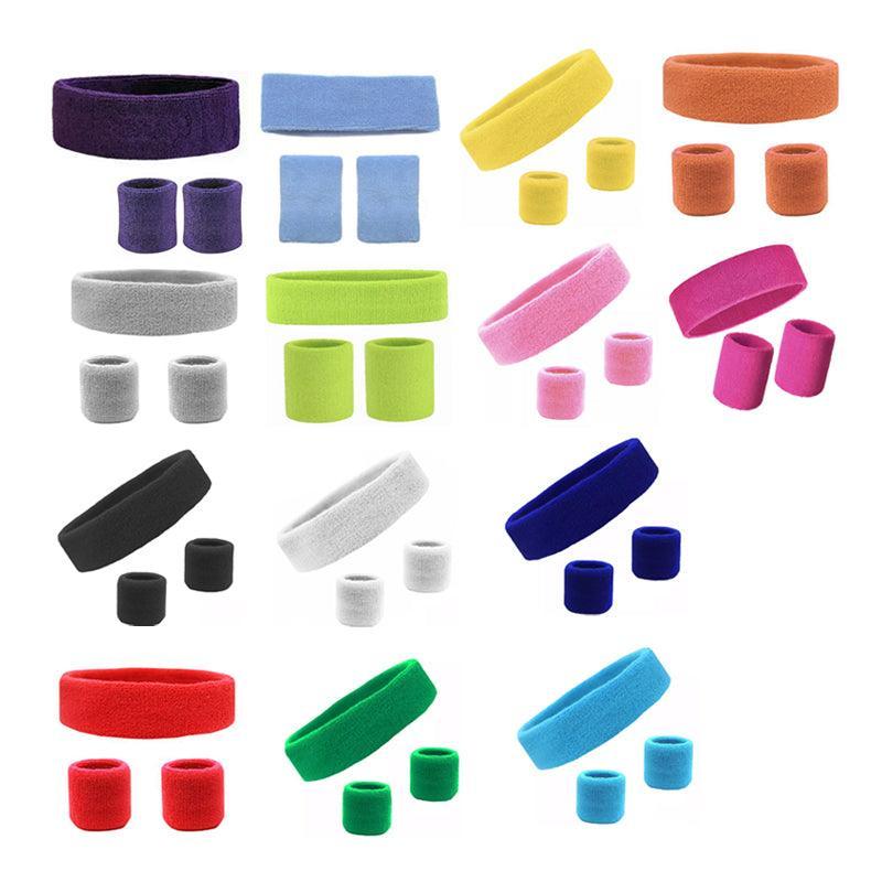 Wristbands Headband Sweatbands Sweat Band For Sport Tennis Badminton Yoga Cotton - Teal