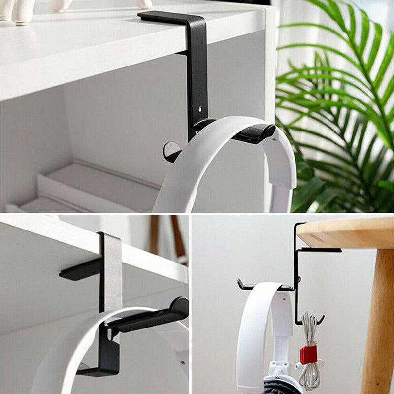 Metal Earphone Headset Desks Display Stand Hanger Holder Headphone Bracket Hook - Black