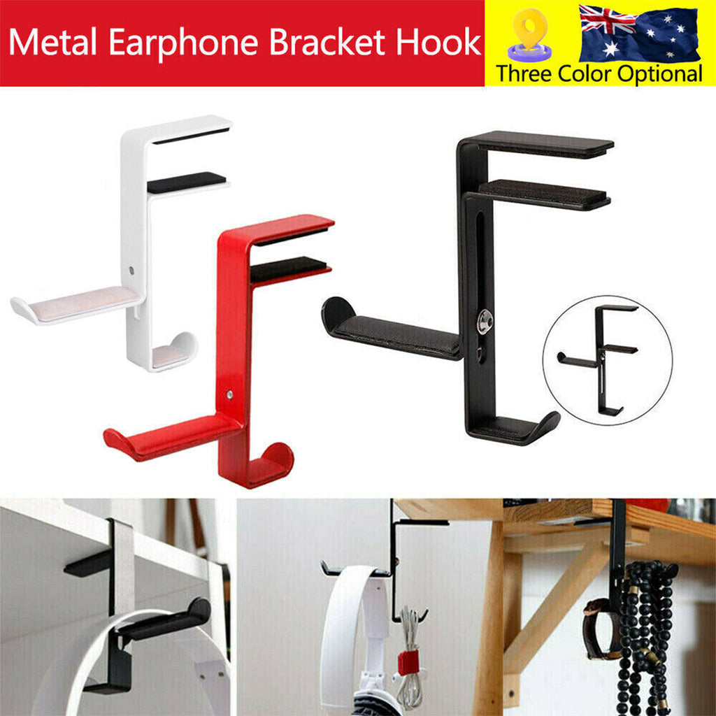 Metal Earphone Headset Desks Display Stand Hanger Holder Headphone Bracket Hook - Red
