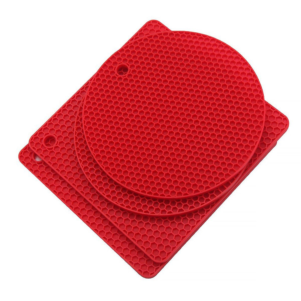 4pcs Silicone Honeycomb Heat Resistant Mats Table Cup Pot Coasters Home Kitchen - Blue