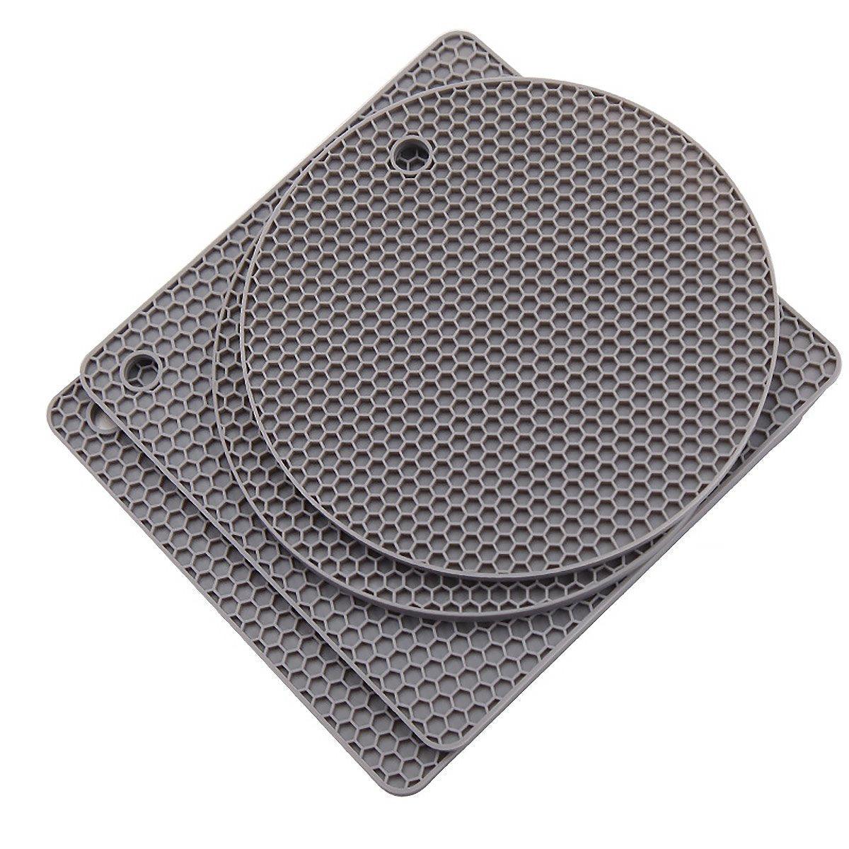 4pcs Silicone Honeycomb Heat Resistant Mats Table Cup Pot Coasters Home Kitchen - Blue