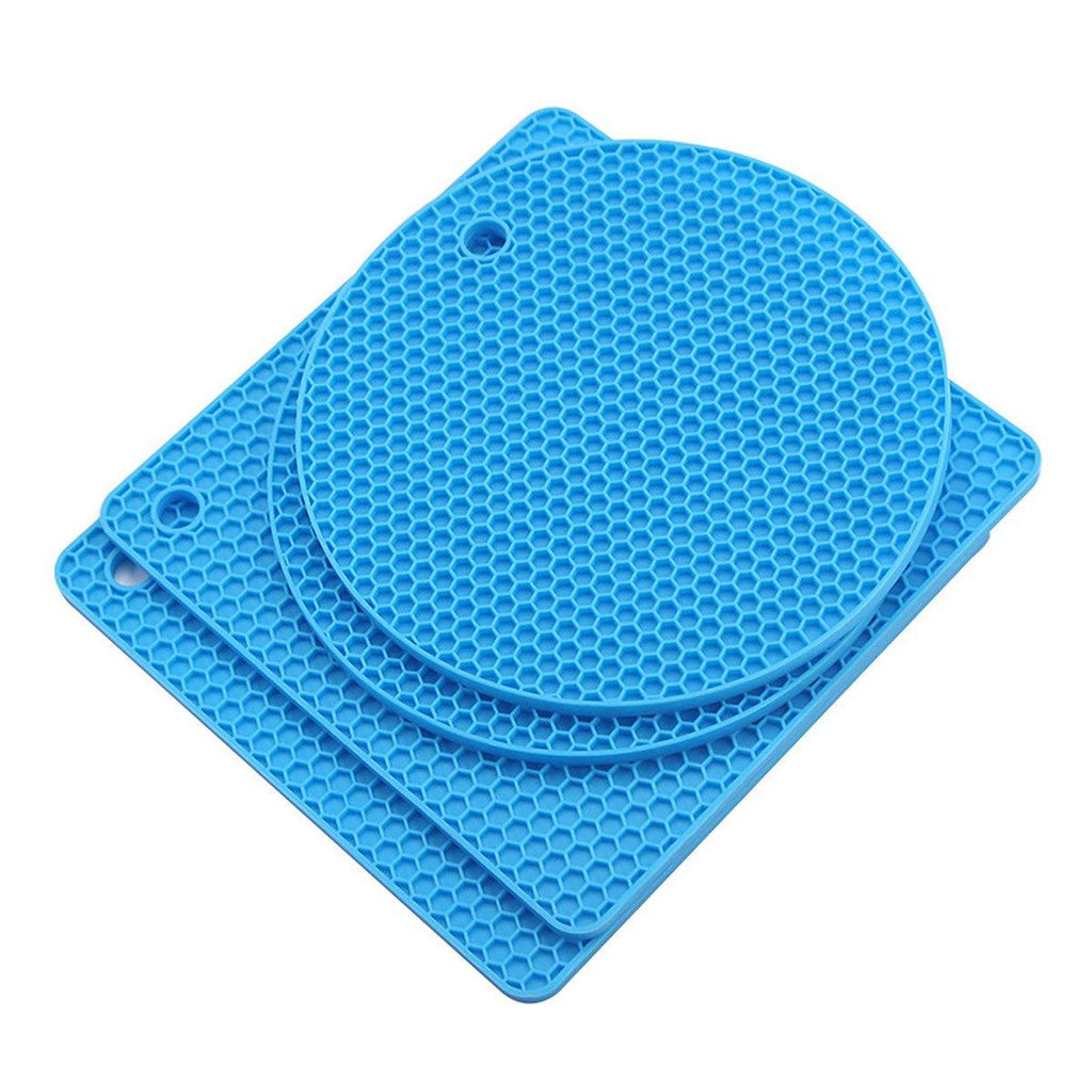 4pcs Silicone Honeycomb Heat Resistant Mats Table Cup Pot Coasters Home Kitchen - Grey