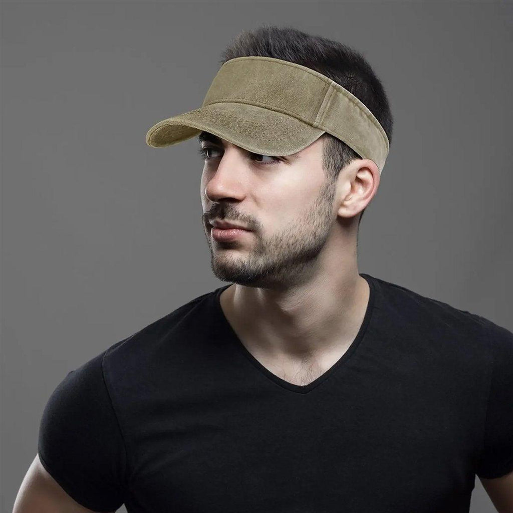 Unisex Summer Denim Sun Visor Cap Breathable Washed Running Hat UV Protection - Army Green