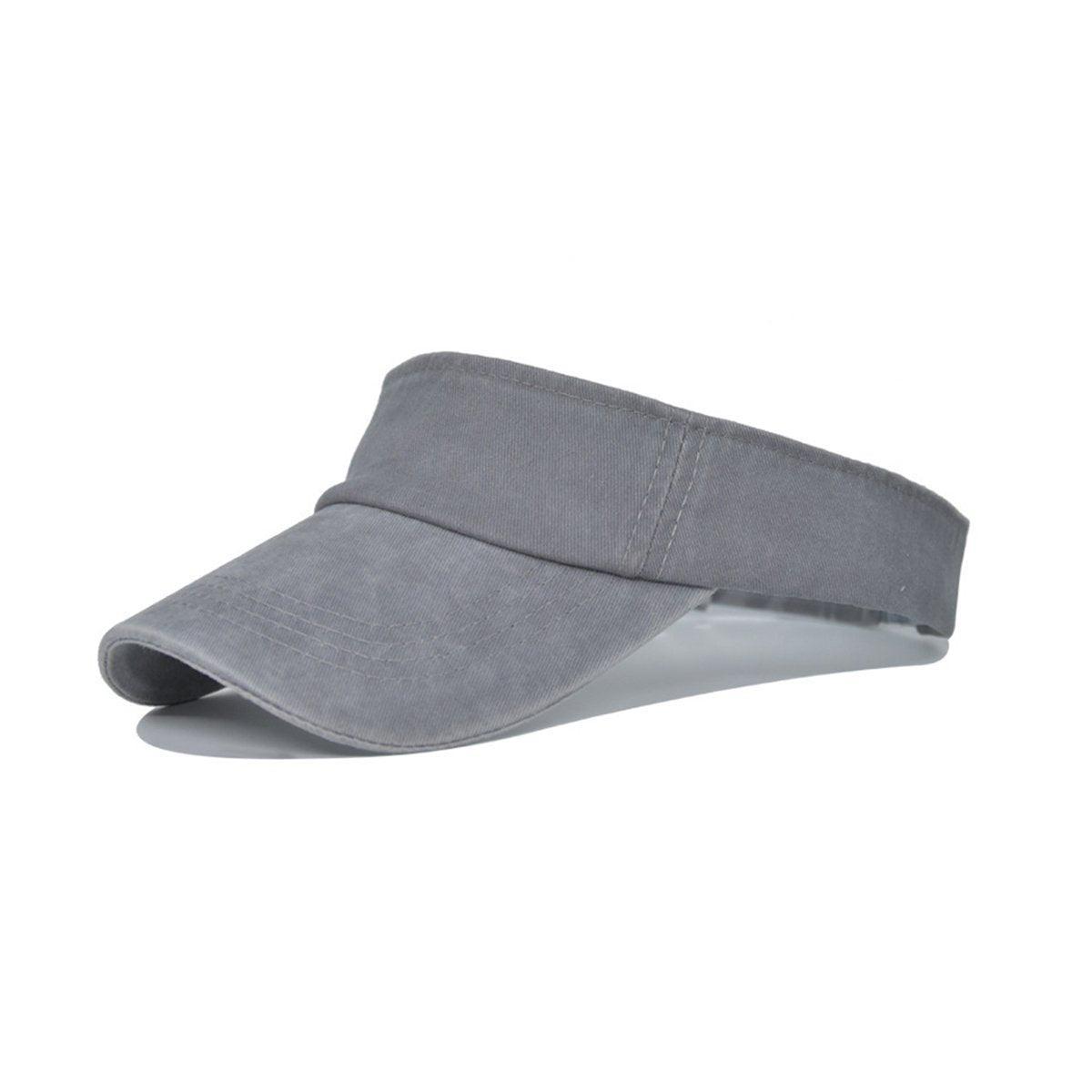 Unisex Summer Denim Sun Visor Cap Breathable Washed Running Hat UV Protection - Khaki