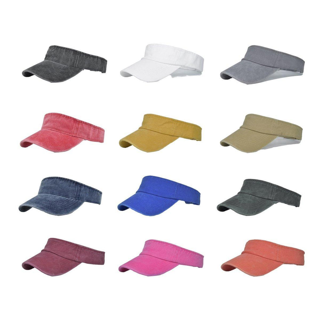 Unisex Summer Denim Sun Visor Cap Breathable Washed Running Hat UV Protection - Orange