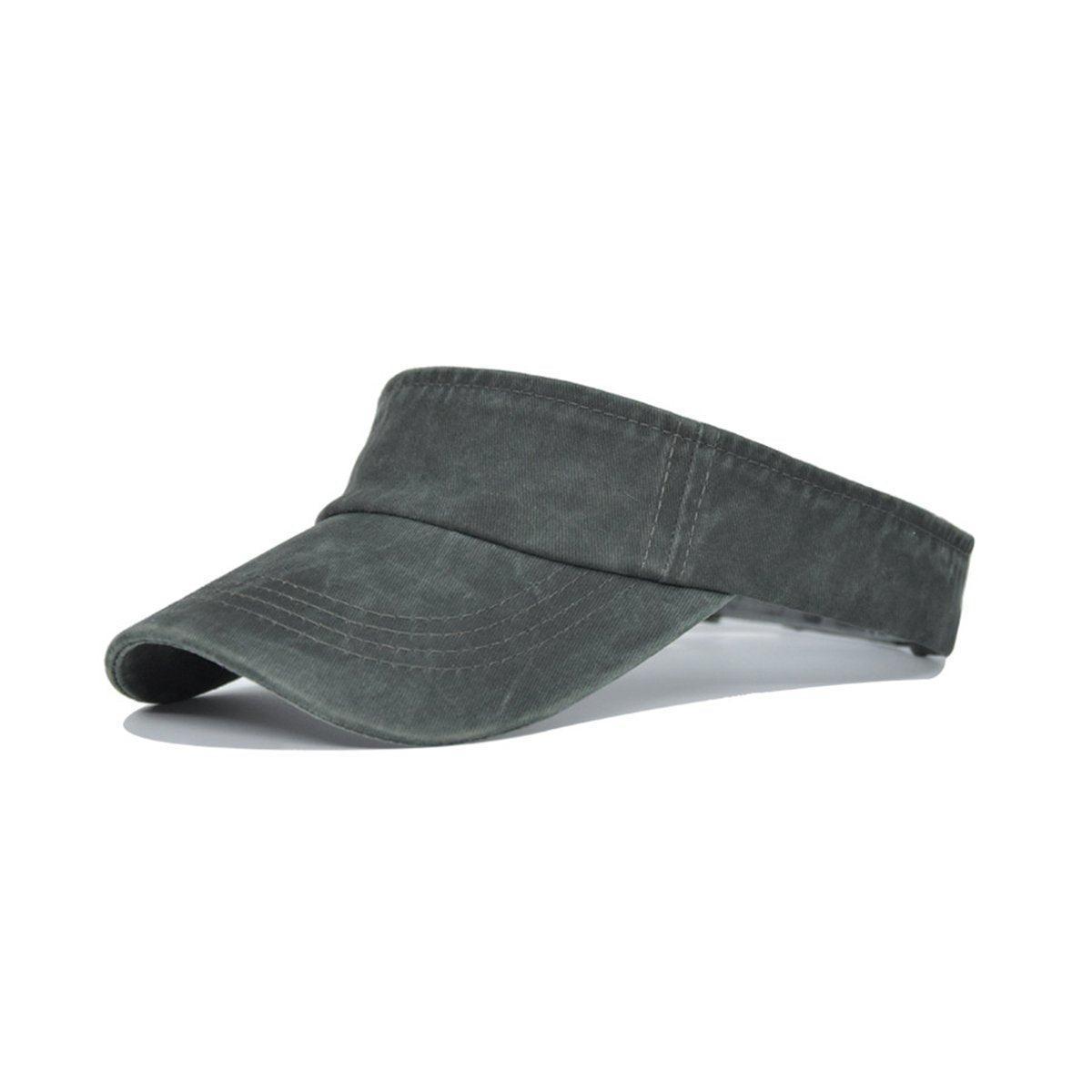 Unisex Summer Denim Sun Visor Cap Breathable Washed Running Hat UV Protection - Orange