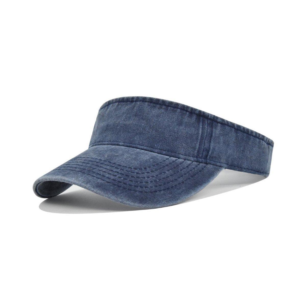 Unisex Summer Denim Sun Visor Cap Breathable Washed Running Hat UV Protection - Red