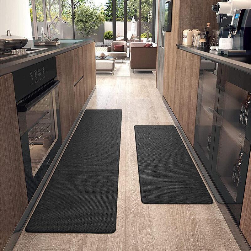 44x75cm Non-Slip Waterproof Kitchen Door Mat Floor Rug Carpet Anti-Oil Easy Clean - Blue