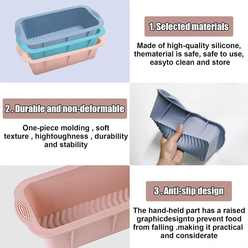 2pcs Large Capacity Ice Cube Tray Mold Rectangle Silicone Ice Grid Maker Kitchen - Blue