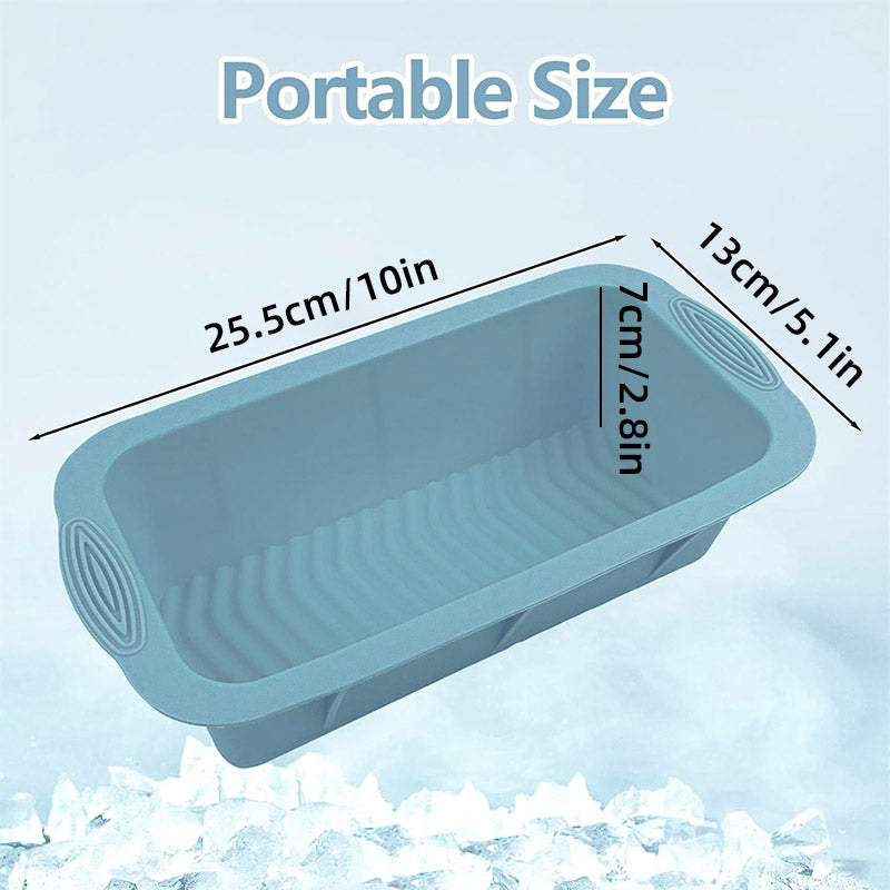2pcs Large Capacity Ice Cube Tray Mold Rectangle Silicone Ice Grid Maker Kitchen - Pink