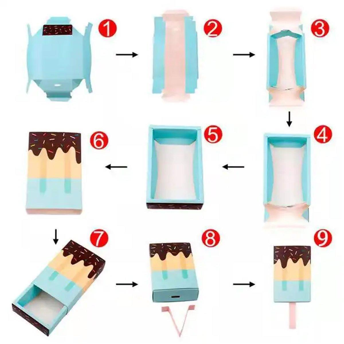 50PCS Creative Ice Cream Candy Gift Boxes Fruit Shaped Party Favor Packaging Box - Blue