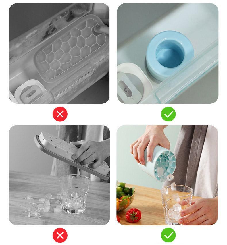 Silicone Ice Cube Tray Mould Ice Box Compartment Bucket for Easy Ice Making - Yellow