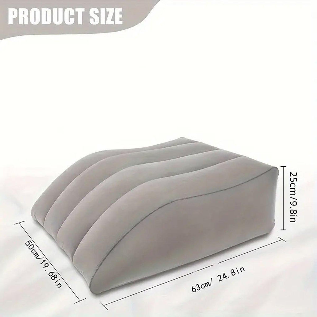 Inflatable PVC Leg Pillow Wedge Triangle Foot Cushion Flocking - Grey