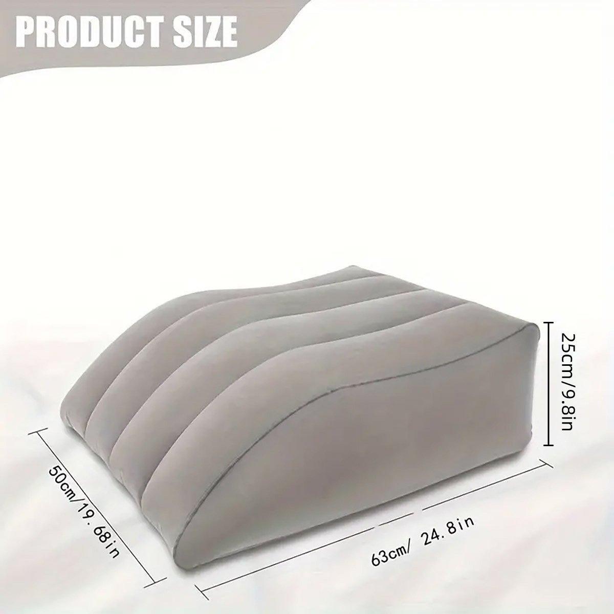 Inflatable PVC Leg Pillow Wedge Triangle Foot Cushion Flocking - Grey