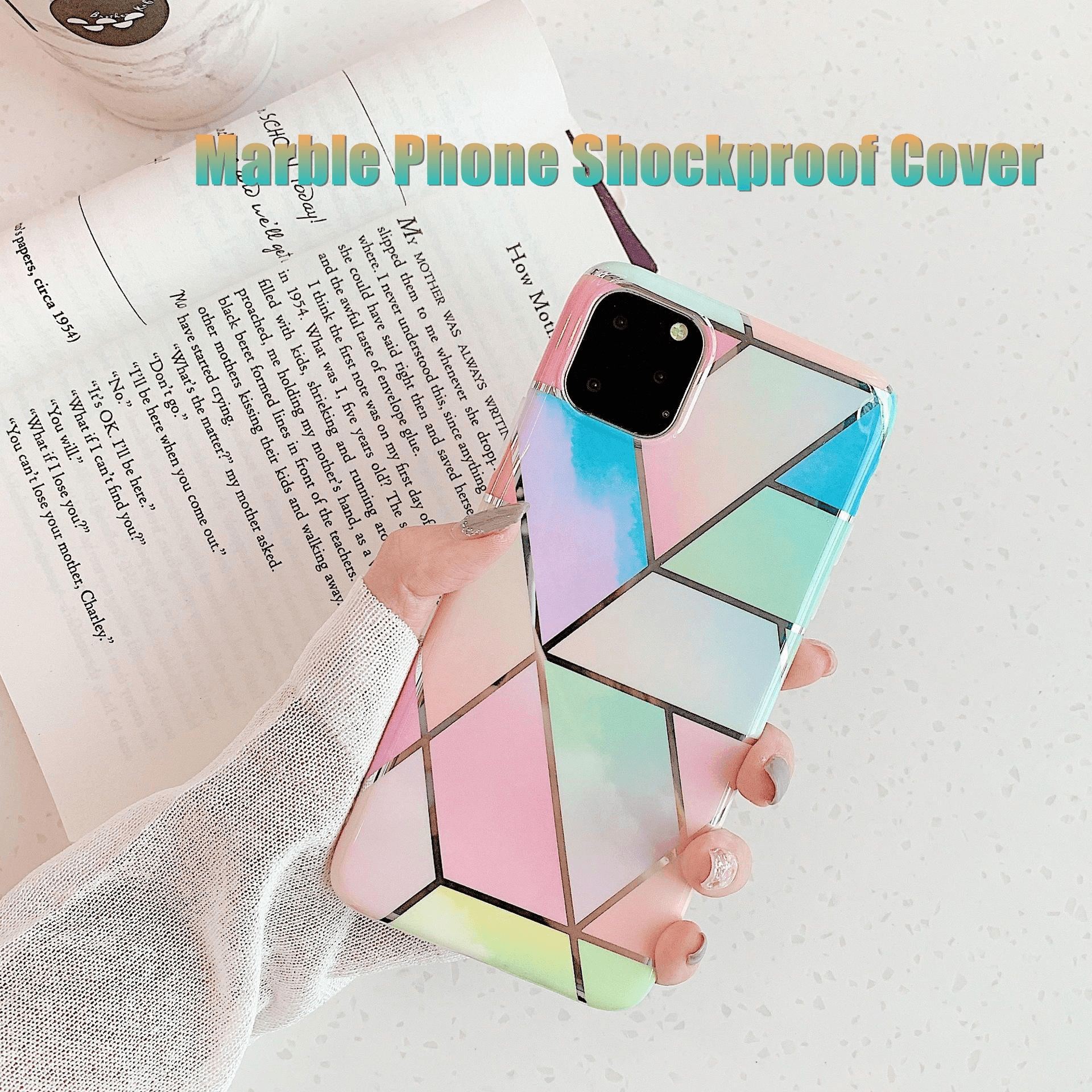 Rainbow Case for iPhone 14 13 12 11 Pro Max XR XS Marble Phone Shockproof Cover Silicone - For iphone 14