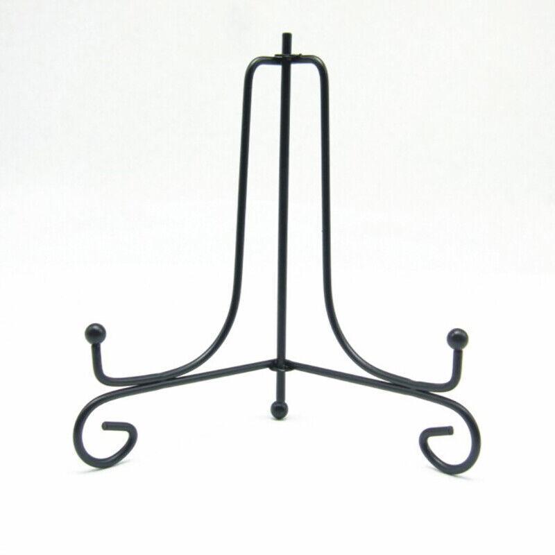 Plate Stands Iron Display Easel Photo Picture Bowl Dish Book Holder Frame Black - 4 Inch