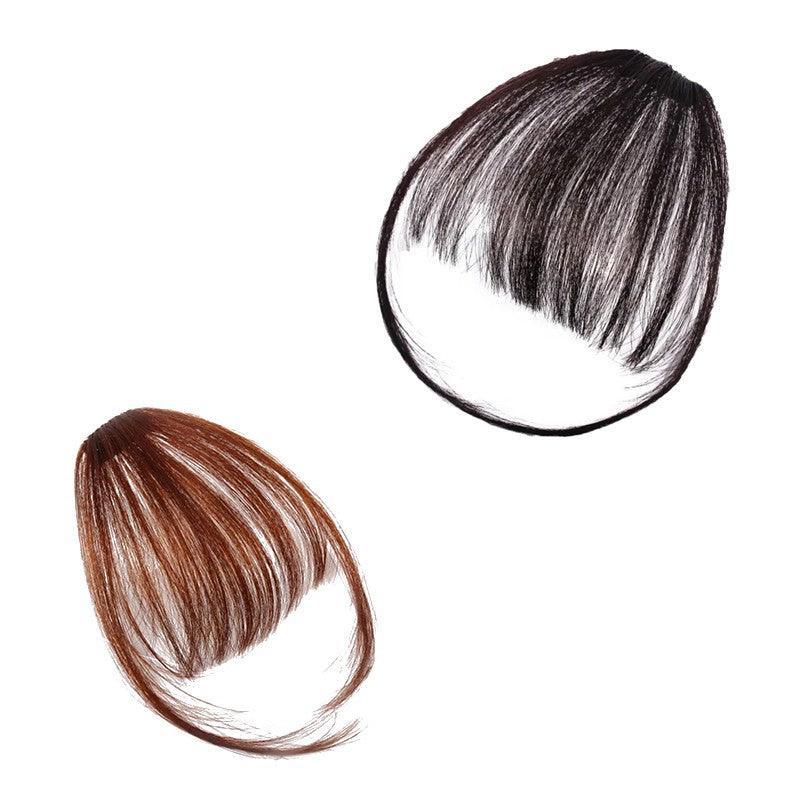 Clip In on Bangs Fringe Fake Hair Extensions Straight Front Neat Hair as Human - Light Brown