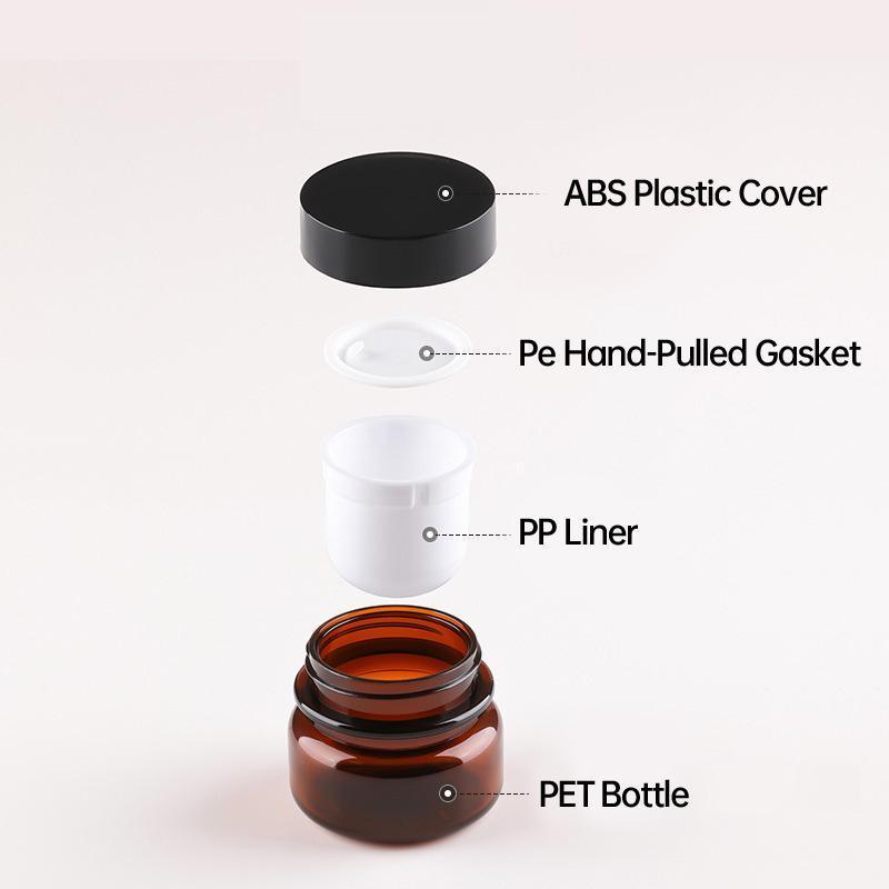 10pcs PET Plastic Cosmetic Bottles Refillable Travel Face Cream Containers - 60ml-Transparent+White-Single