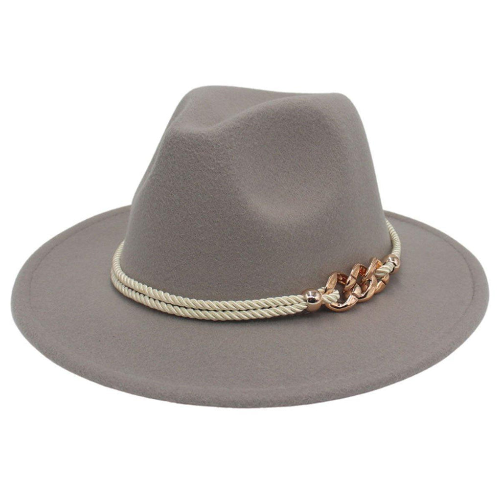 Jazz Hat Autumn Winter Retro Large Brim Hat for Men and Women Stylish Headwear - Beige