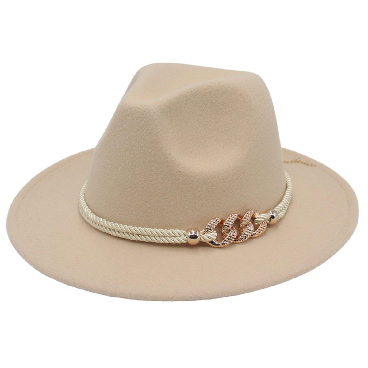 Jazz Hat Autumn Winter Retro Large Brim Hat for Men and Women Stylish Headwear - Black