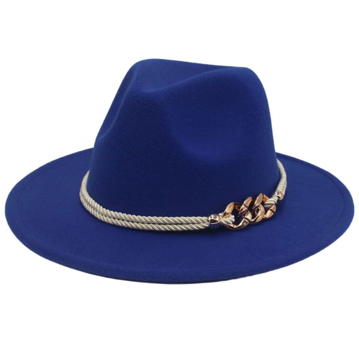 Jazz Hat Autumn Winter Retro Large Brim Hat for Men and Women Stylish Headwear - Black