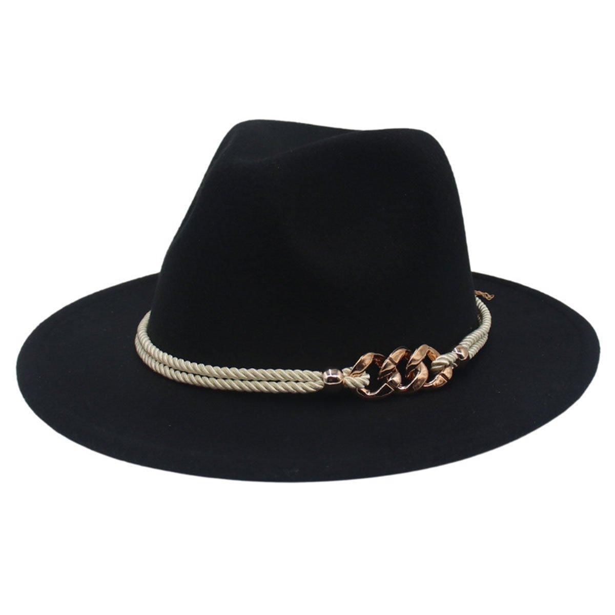 Jazz Hat Autumn Winter Retro Large Brim Hat for Men and Women Stylish Headwear - Blue