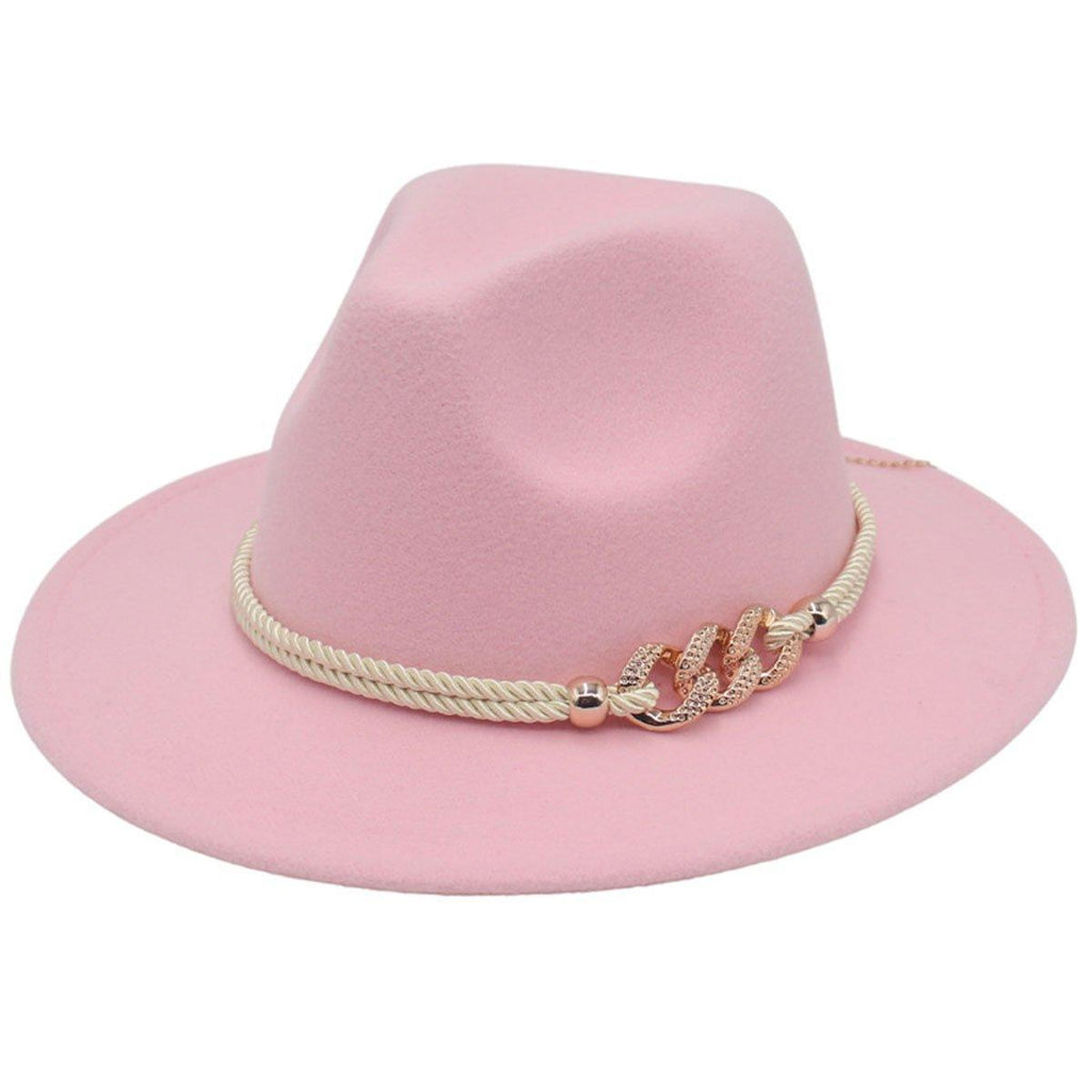 Jazz Hat Autumn Winter Retro Large Brim Hat for Men and Women Stylish Headwear - Light Grey