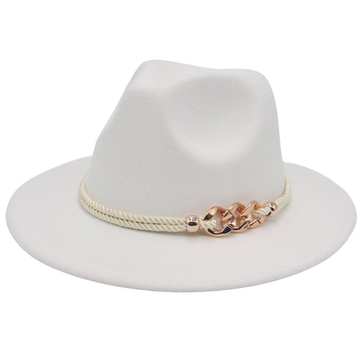 Jazz Hat Autumn Winter Retro Large Brim Hat for Men and Women Stylish Headwear - Pink