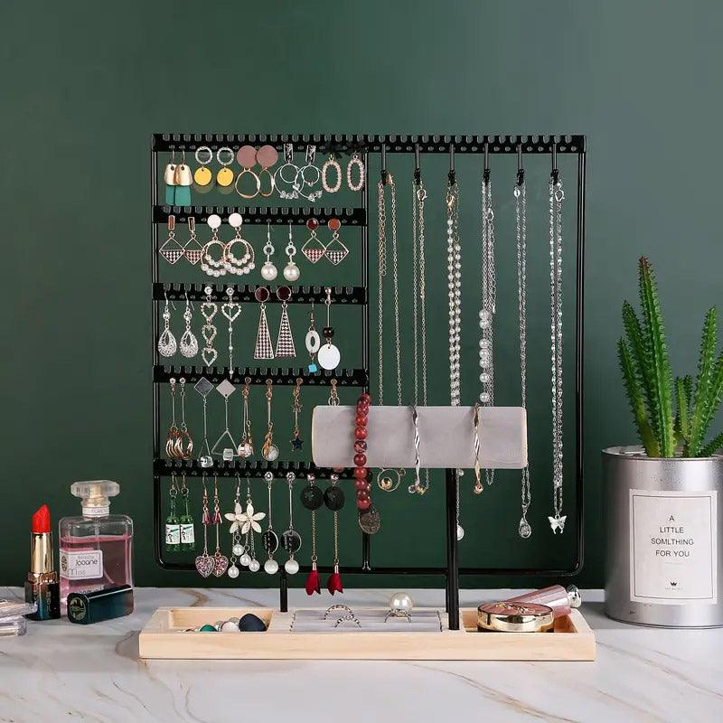 Jewelry Display Rack Earrings Organizer Stand for Jewelry Hangers Storage Holder - Black