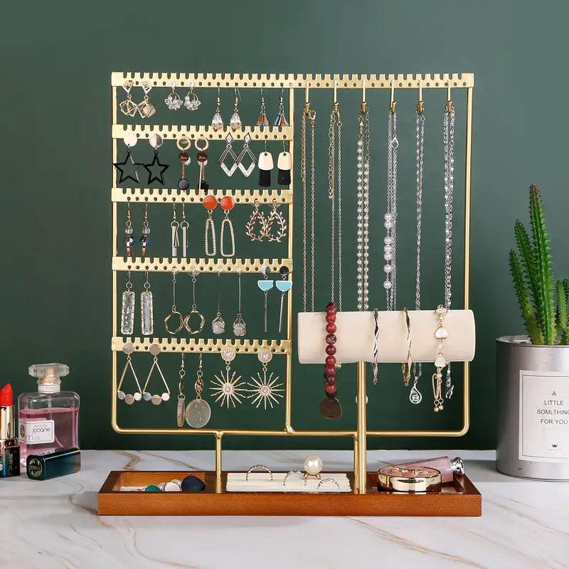 Jewelry Display Rack Earrings Organizer Stand for Jewelry Hangers Storage Holder - Black
