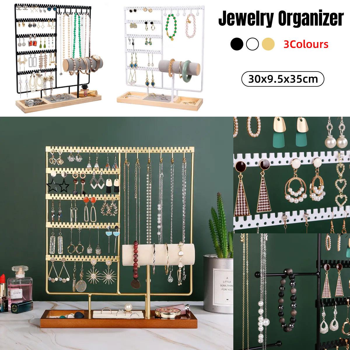 Jewelry Display Rack Earrings Organizer Stand for Jewelry Hangers Storage Holder - Gold