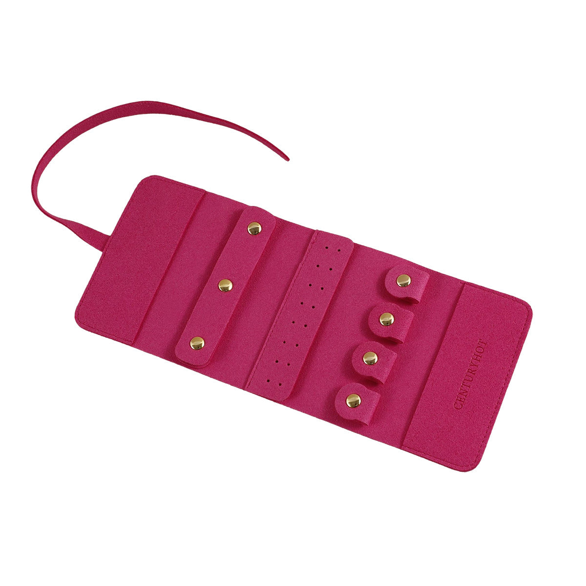 Portable Microfiber Jewelry Storage Bag Roll Organizer for Earrings Necklaces - Brown
