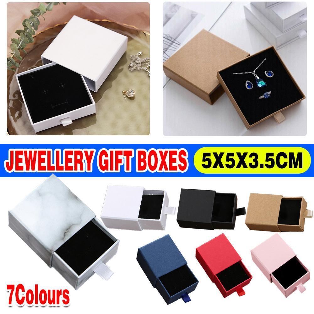 Jewellery Gift Box Necklace Ring Bracelet Bangle Earring Cardboard Box 5*5*3.5cm - Black