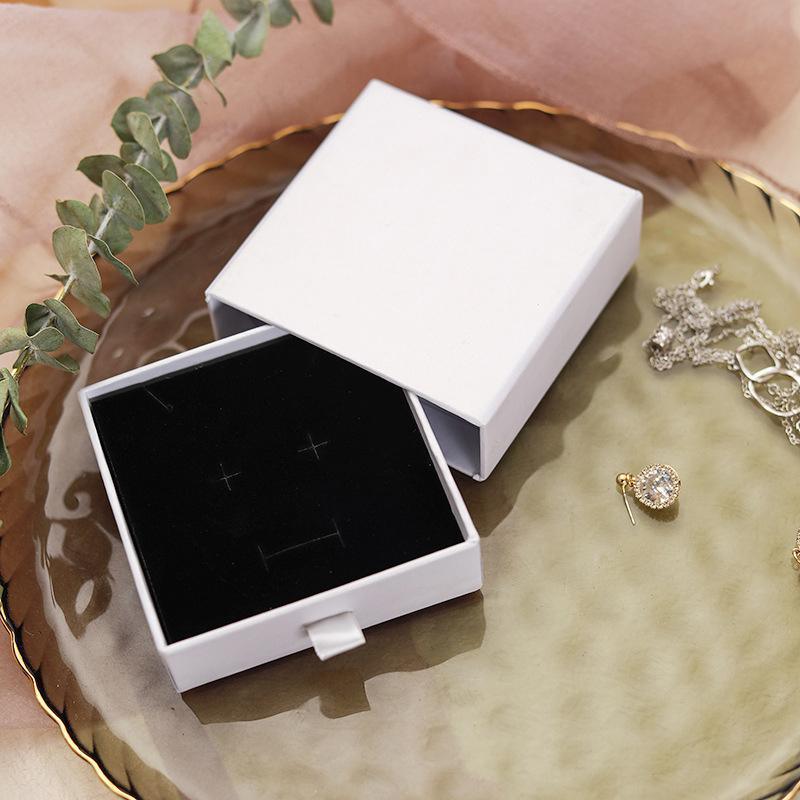 Jewellery Gift Box Necklace Ring Bracelet Bangle Earring Cardboard Box 5*5*3.5cm - Black