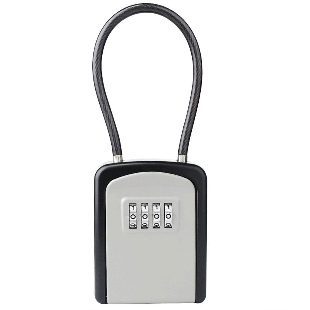 Portable Key Lock Box Hanging Combination Storage Organizer for Home Security - Black