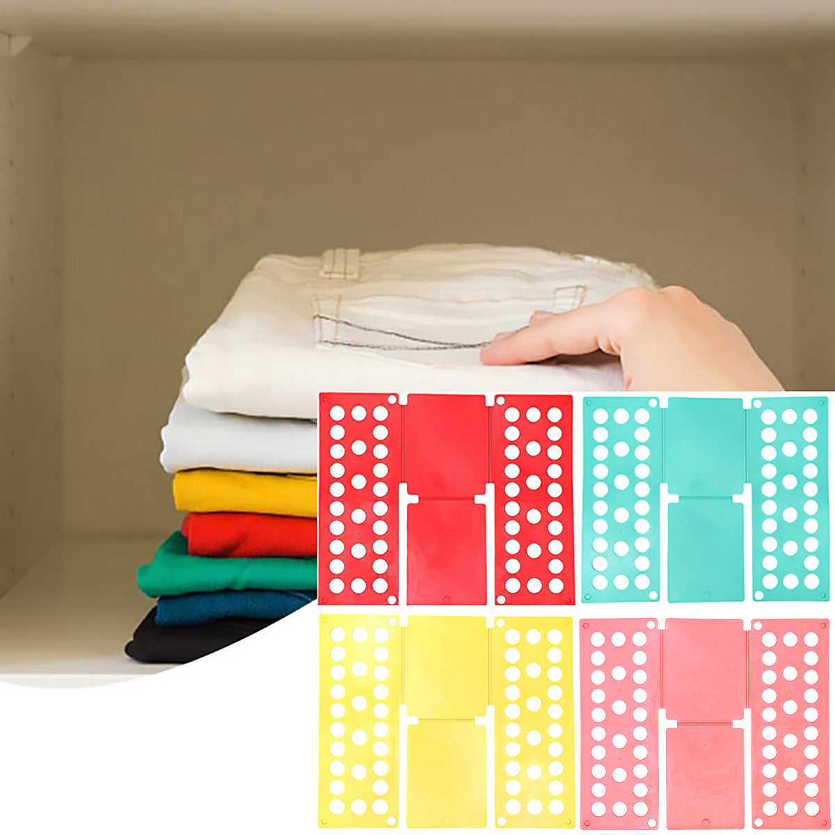 Lazy Folding Clothes Board Compact Laundry Folding Storage Clothes Organizer - Red
